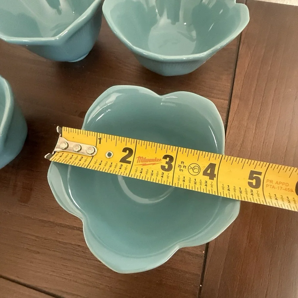 Pier 1 Blue Lotus‎ Flower blue, Jade (Set Of 4) 4
